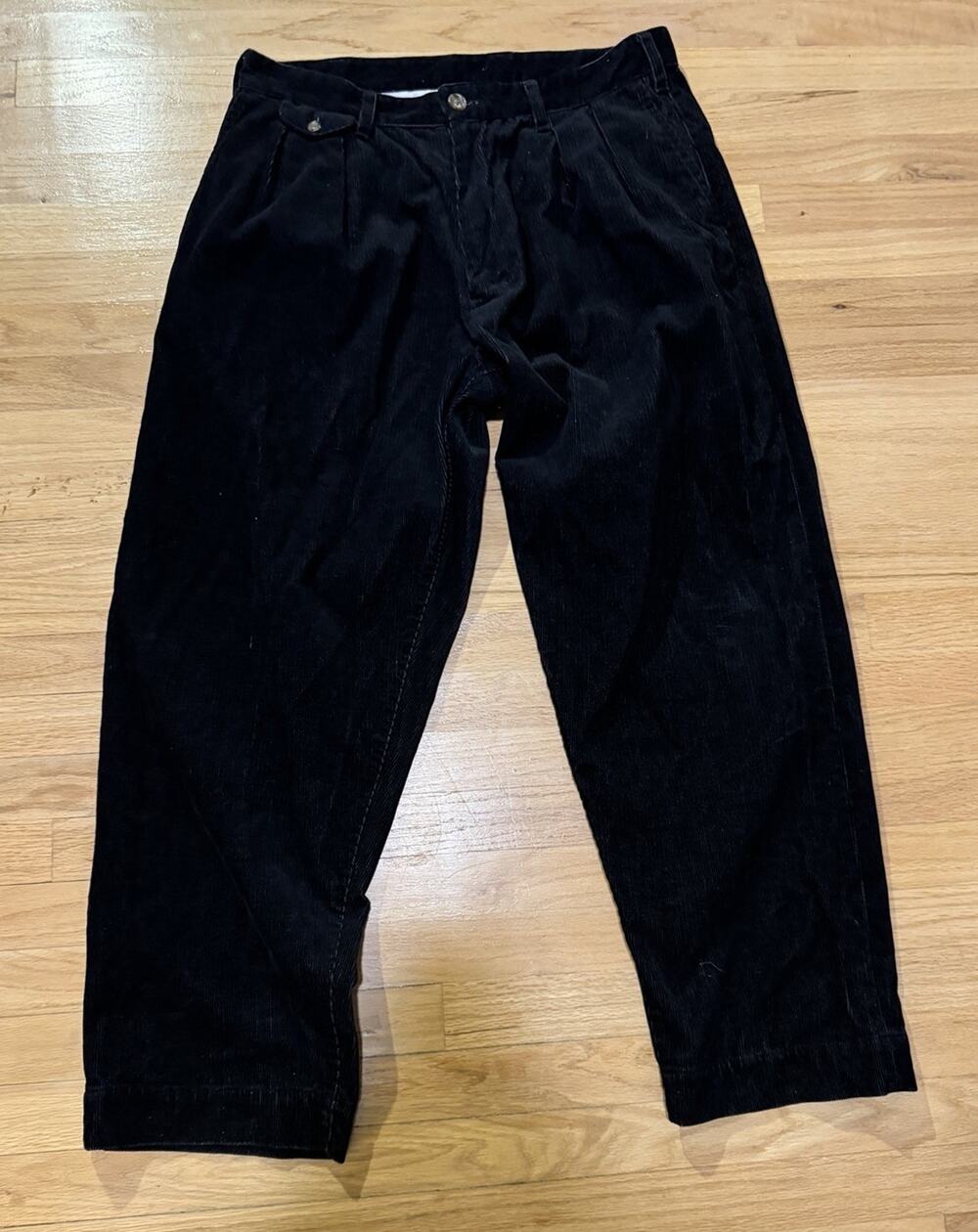Denim By Vanquish & Fragment Design Black Corduroy Pleated Pants Pink Logo Japan